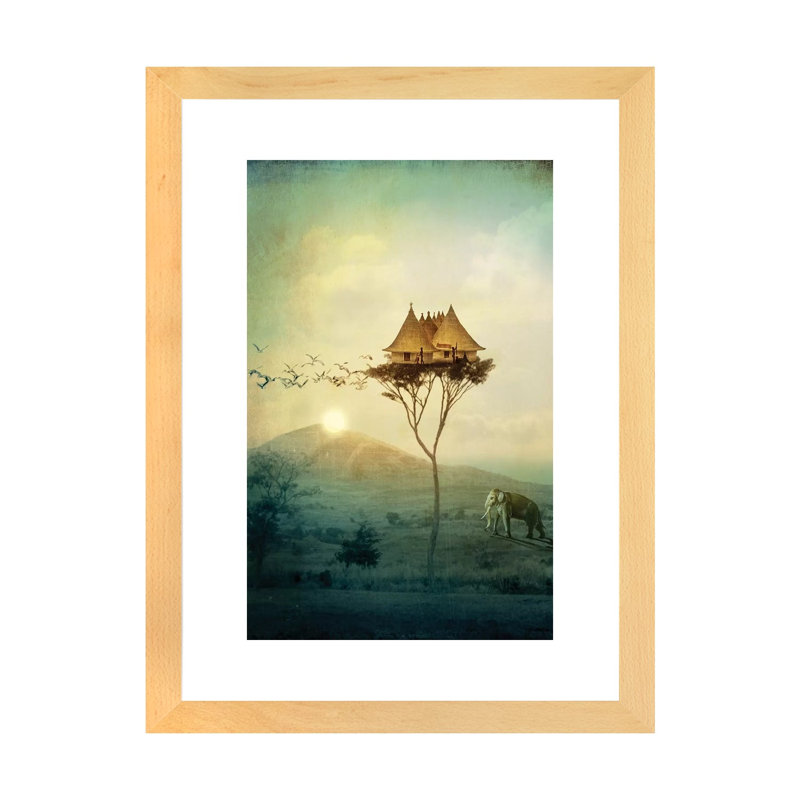 «Sunset» par Catrin Welz-Stein, H 24 po x l 16 po x P 1 po, Papier encadré de bois naturel