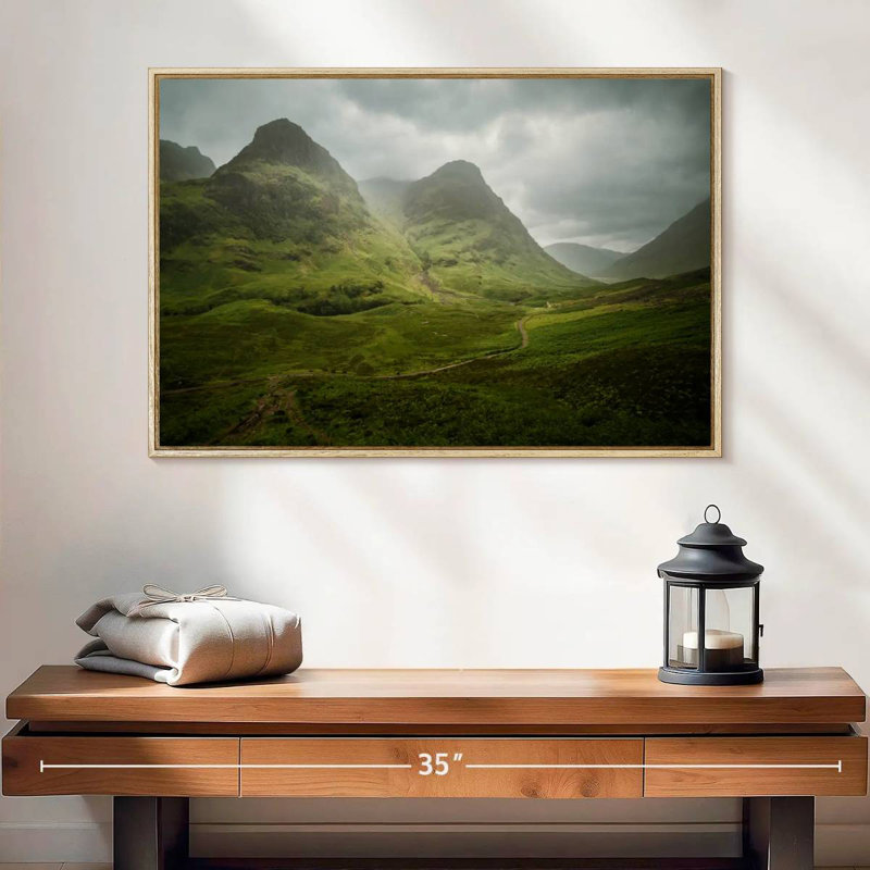 Écosse «The Road To Glencoe», Cadre flottant en bois naturel, 25 po x 17 po