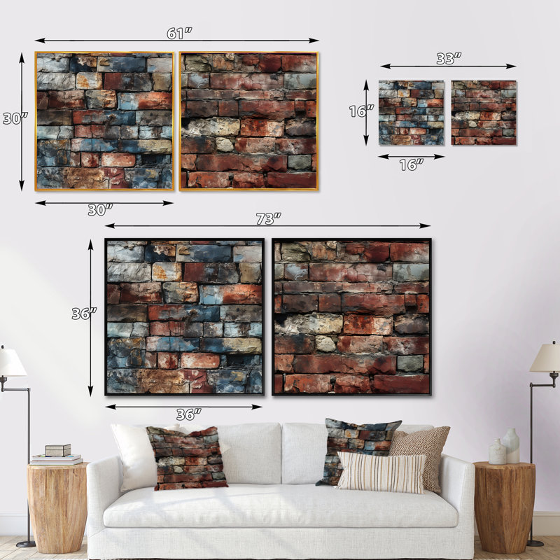 Montlucon - Ensemble de 2 collages carrés abstraits, H 16 po x l 33 po, Toile tendue