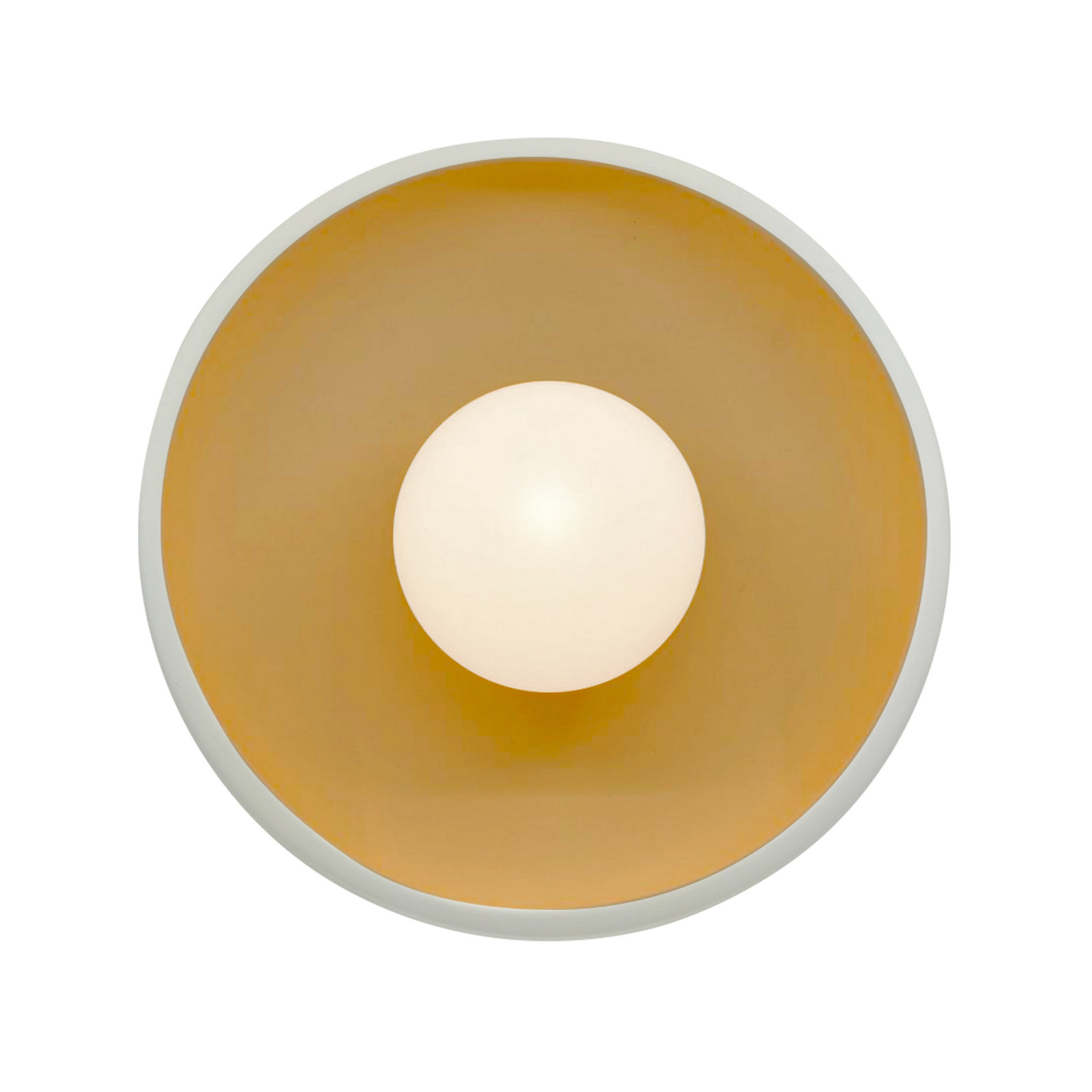 Single Light Ceramic Flush Mount Sconce, Matte White/Champagne Gold