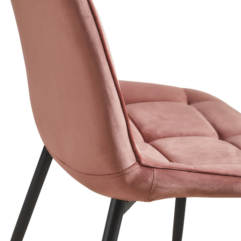 Adileigh 50cm H Velvet Upholstered Metal Side Chair, Pink