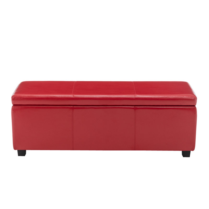 Banc de rangement en faux cuir Ebern Designs Lucien, Rouge