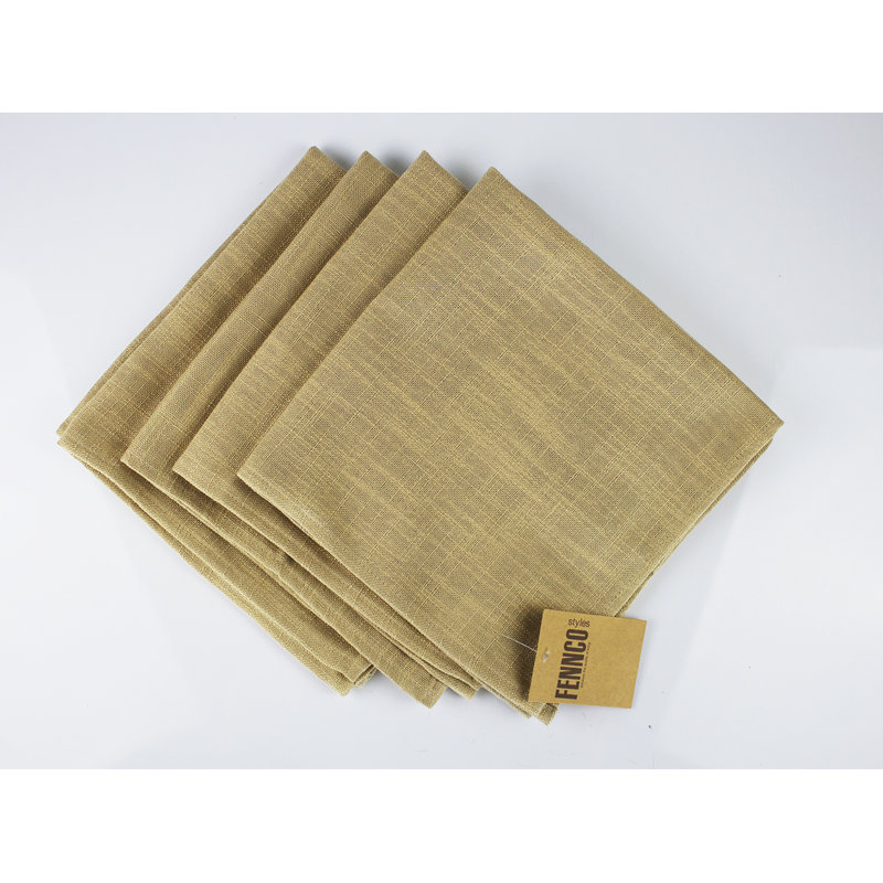 Ensemble de 4 serviettes en tissu bourgogne, Beige