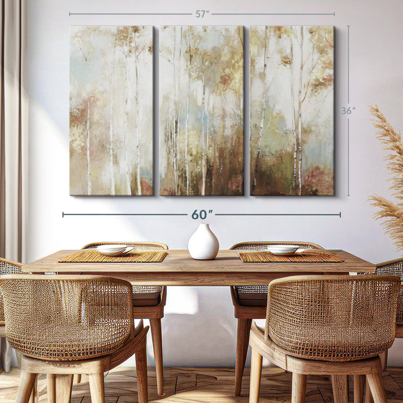 «Fine Birch III», 3 pièces sur toile, H 36 po x l 57 po 