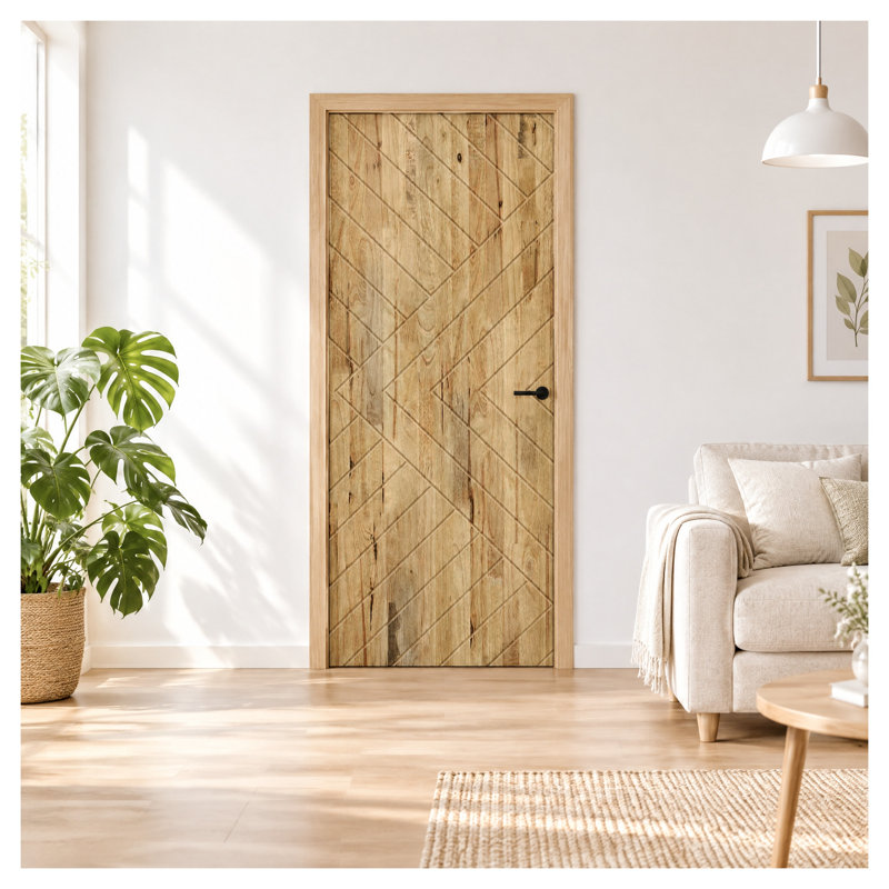 28 in. x 80 in. Weather Oak Stained Pine Wood Interior Door Slab with MDF Core