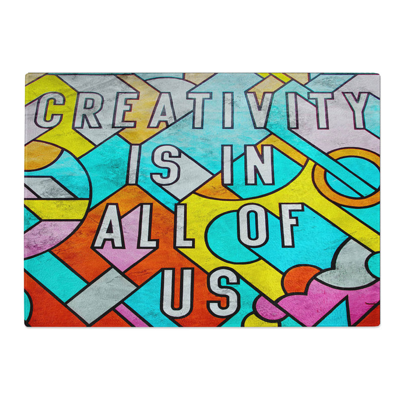 Creativity Is in All of Us Typography Chopping Board, 0.4cm H x 28.5cm W x 39cm L