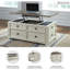 Table basse à plateau relevable avec rangement - Rustic Farmhouse, brun / blanc