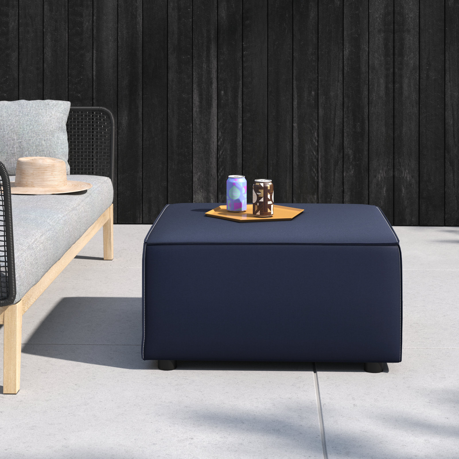 Modway Saybrook Patio Ottoman, Navy