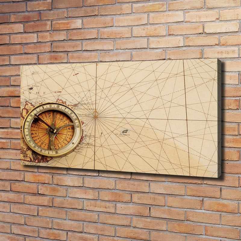 Compass On The Map - Wrapped Canvas Print