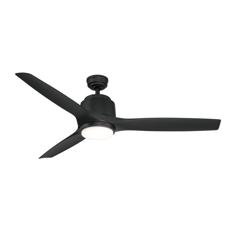 Ventilateur de plafond à DEL à 3 pales avec télécommande et luminaire Devi, Noir mat