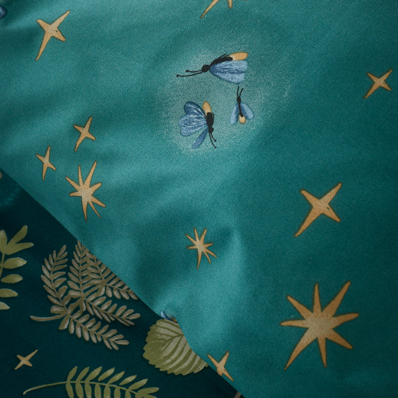 Enchanted Twilight Animals Duvet Cover Set, Kingsize Duvet Cover + 2 Standard Pillowcases, Green