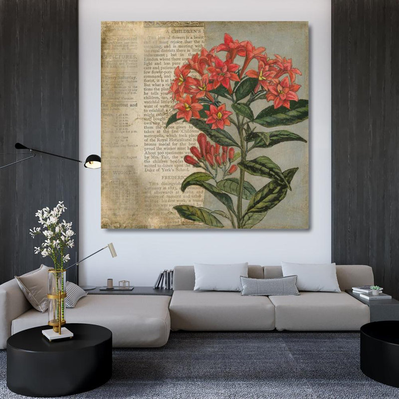 «Lark Manor ™ Meagher, Megan», art sur toile tendue sous le titre «Vintage Fleur Rouge II», H 36 po x l 36 po