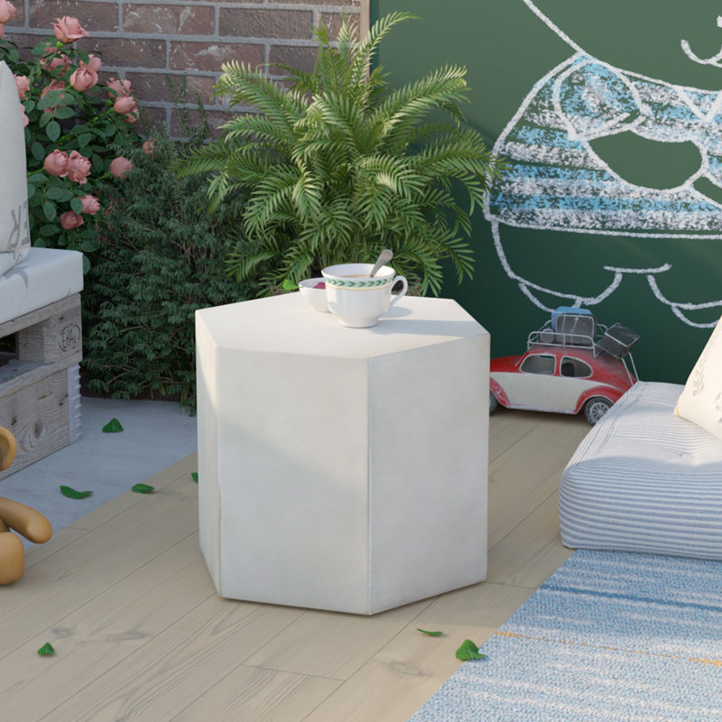 Table d'appoint Felishia, Gris clair, H 12 po x l 14,5 po x P 12,5 po