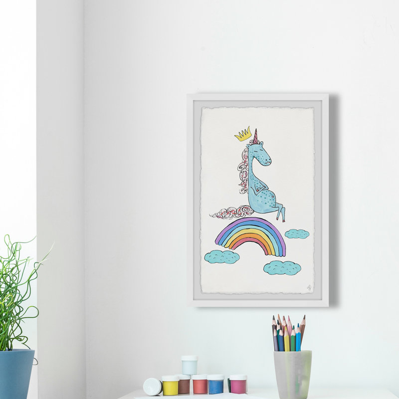 Cress Unicorn Rainbow - Single Picture Frame Painting, 45cm H x 38cm W