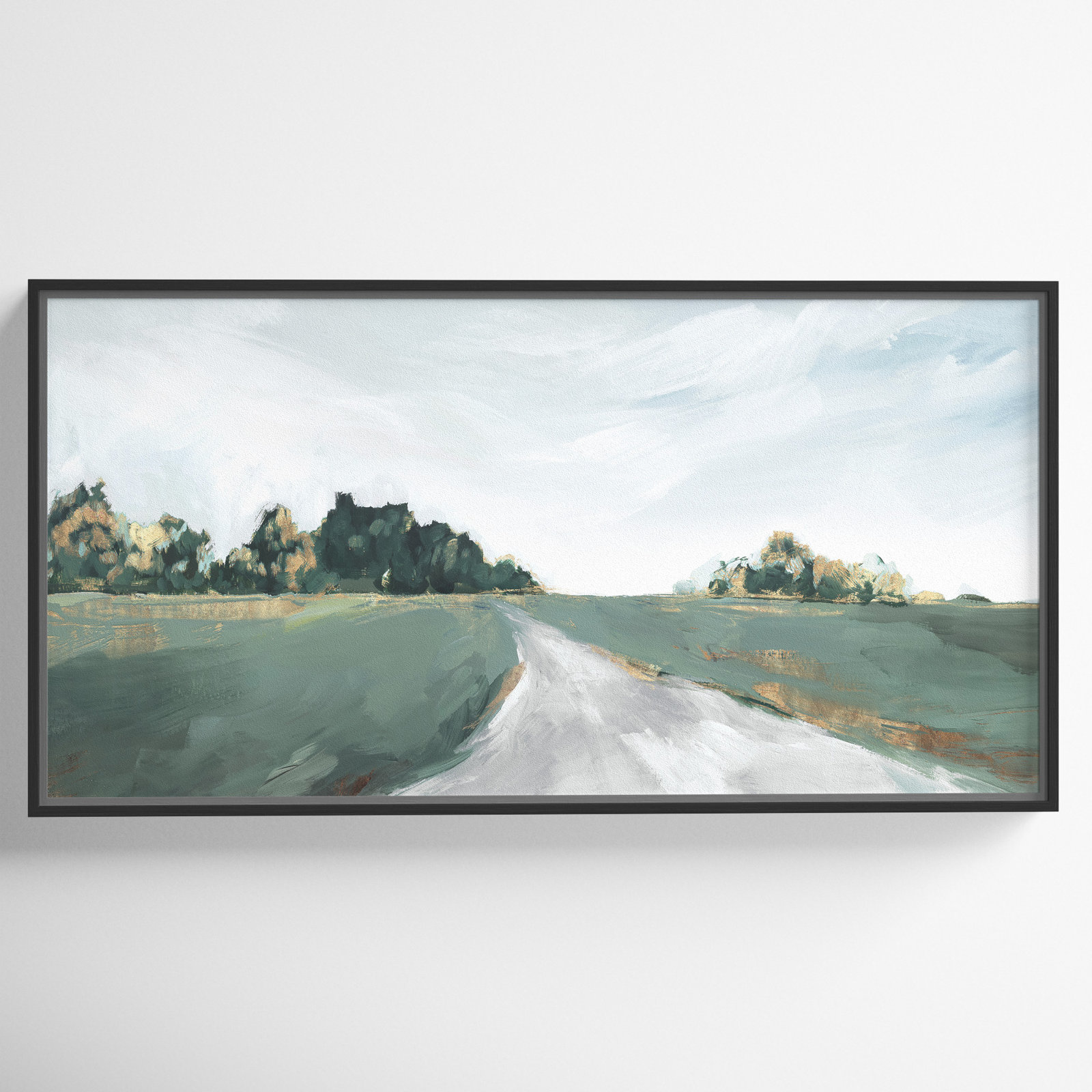 Field of Dreams by Isabelle Z - Painting Print, Picture Framed Canvas, 21.5" H x 41.5" W, Black