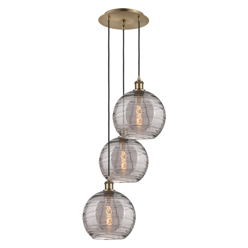 Luminaire suspendu 3 lumières Ellington, H 35,63 po x l 16,5 po x P 16,5 po, Laiton antique