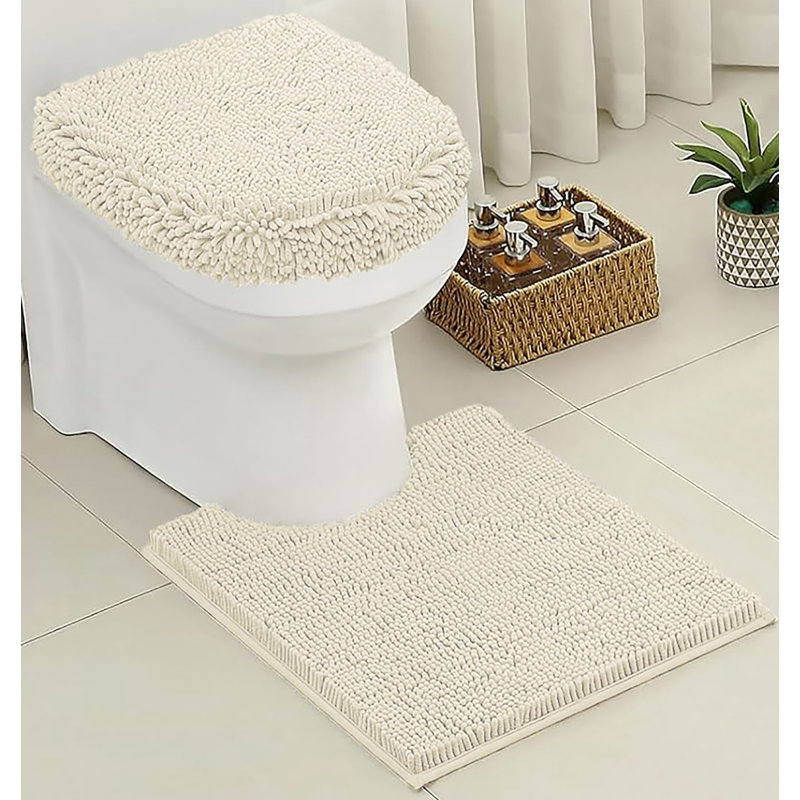 Ensemble 2 pièces de tapis de salle de bain en moelleux moelleux et moelleux pour salle de bain
