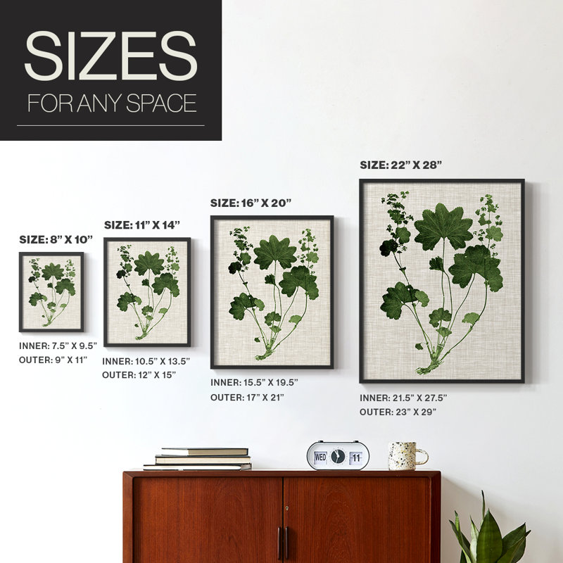 «Forest Foliage on Linen», reproduction encadrée en bois massif, H 10 po x l 8 po, Noir