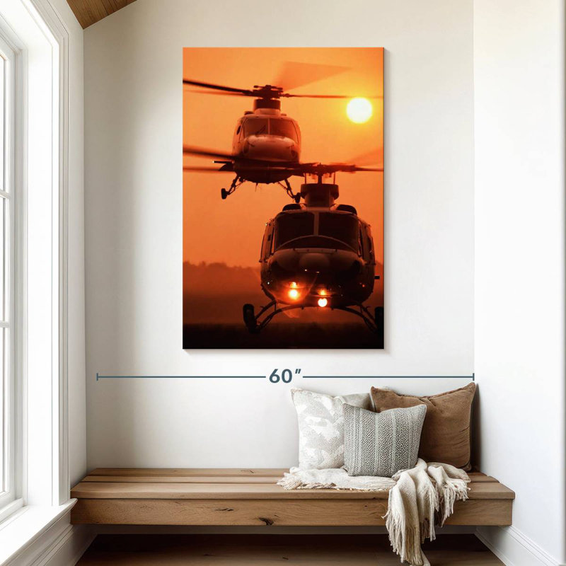 Mehar Helicopter Sunset Landing, 48" H x 32" W