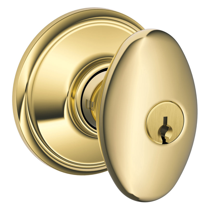 Bouton de porte à clé Siena, Laiton brillant, Oui