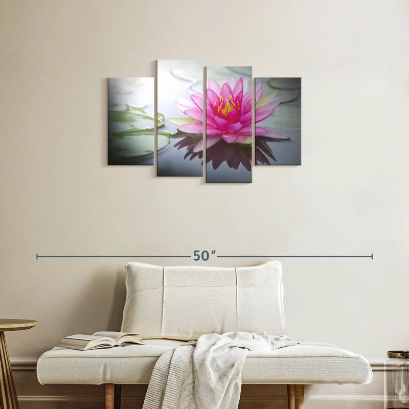 Harnek lotus rose rayonnant, H 22 po x l 36 po