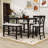 Daury 6Pcs Counter Height Dining Set with 4 Upholstered Chairs, Bench and Storage Shelf-2094039488