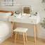 Ensemble de bureau de meuble-lavabo avec prise de courant miroir éclairé, coiffeuse de maquillage avec tiroirs, pour chambre à coucher, salle de bain