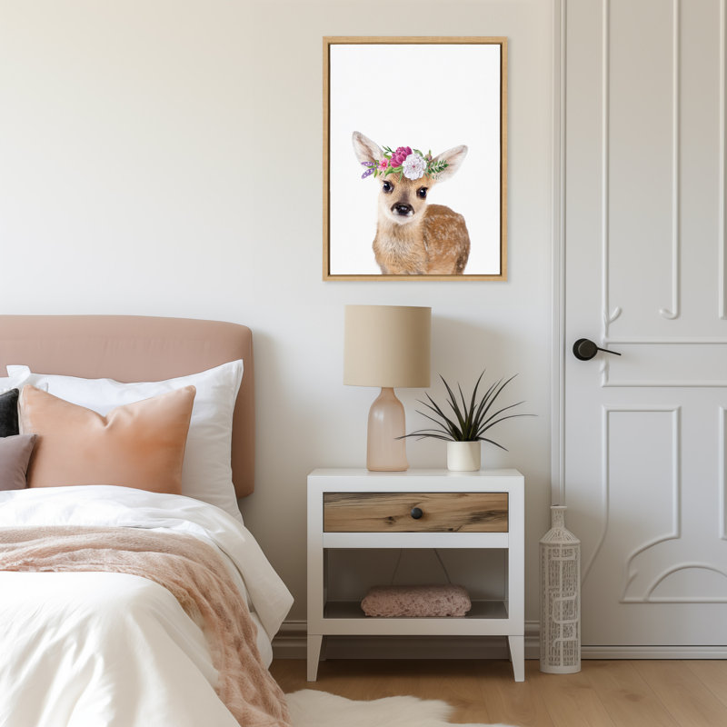 «Flower Crown Fawn» par Amy Peterson, reproduction d'art sur toile encadrée