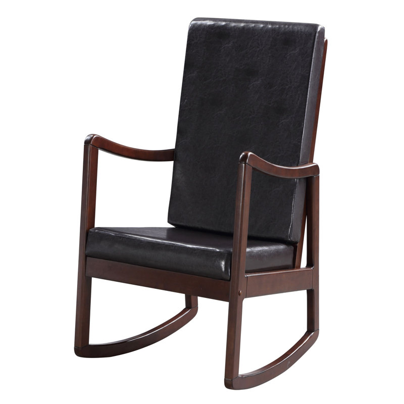 Chaise berçante brun foncé et espresso avec accoudoirs