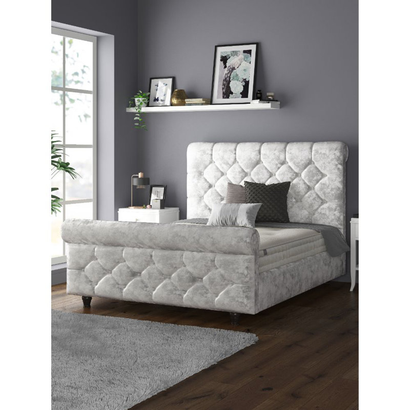 Bella Vista Upholstered Bed, Silver, Kingsize (5')