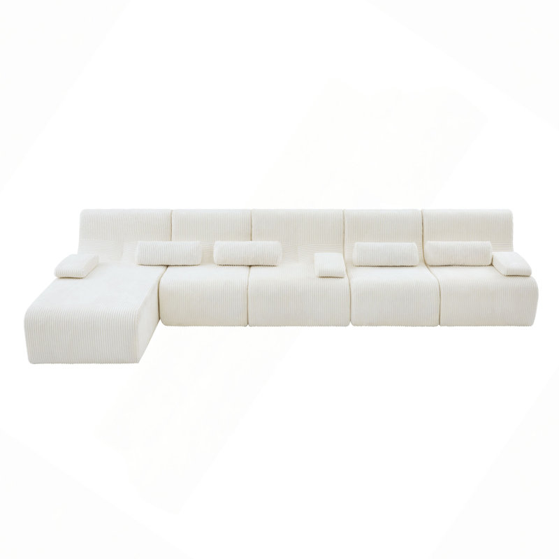 Canapé surdimensionné surdimensionné de 161,8 po Canapé en forme de L Canapé, Velours côtelé beige, Beige
