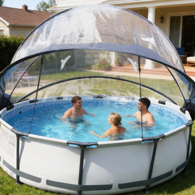 Enceinte de dôme de piscine ronde polyvalente de 15 pieds pour les piscines extérieures, compatible avec une piscine à eau propre et chaude