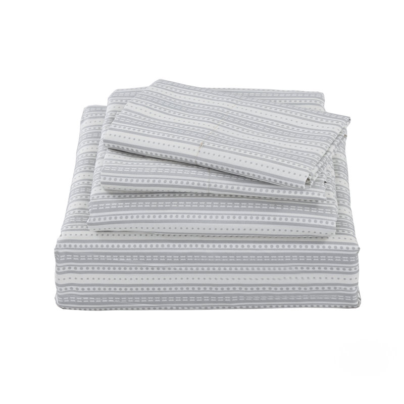 Ensemble de draps en microfibre Hijiri, Standard, Gris, Rayé