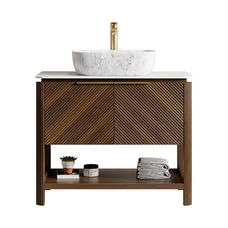 Meuble-lavabo autoportant avec tablette ouverte, 36"