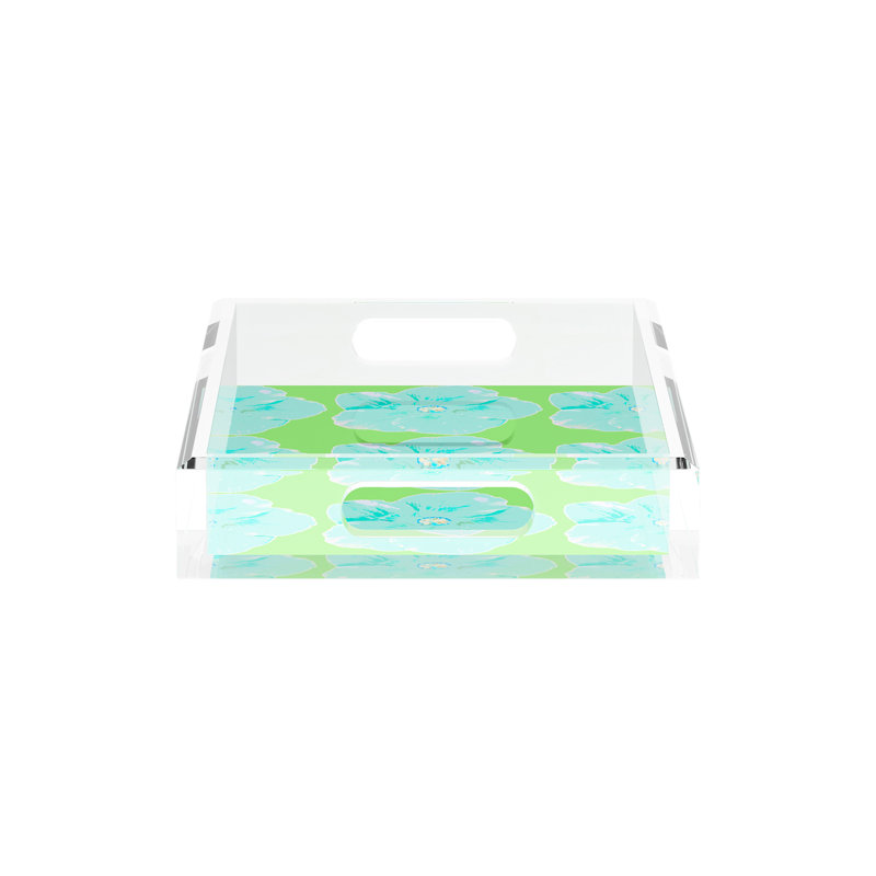 Hibiscus Acrylic Rectangle Decorative Tray, 2" H x 12.5" W x 7.75" D, Colony
