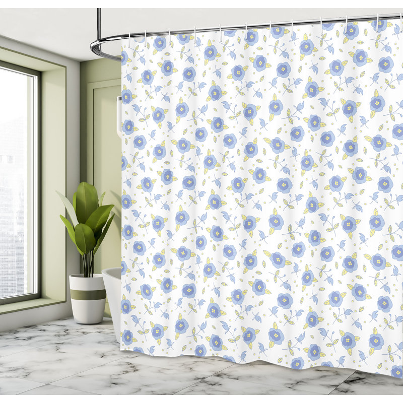Floral Shower Curtain with Hooks Included, 84" H x 69" W