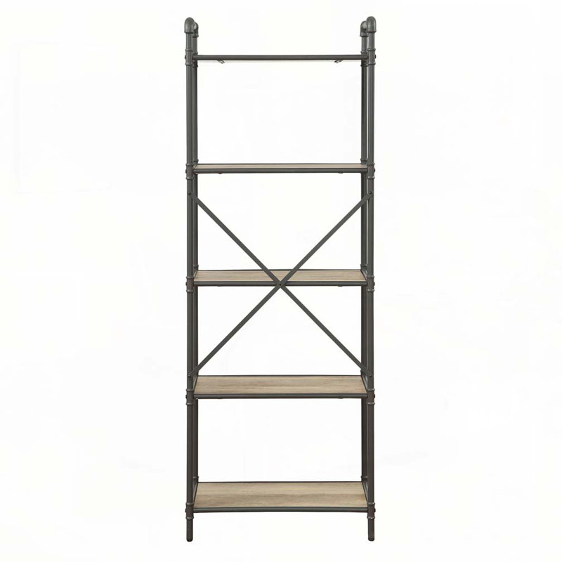 Natural and Black 4-tier Bookcase - Thumbnail 3