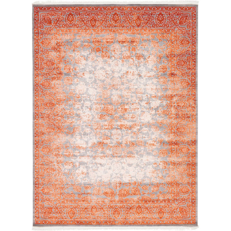 Tapis à motif géométrique rouge Classique, Rectangle 8 p x 11 pi 4 po