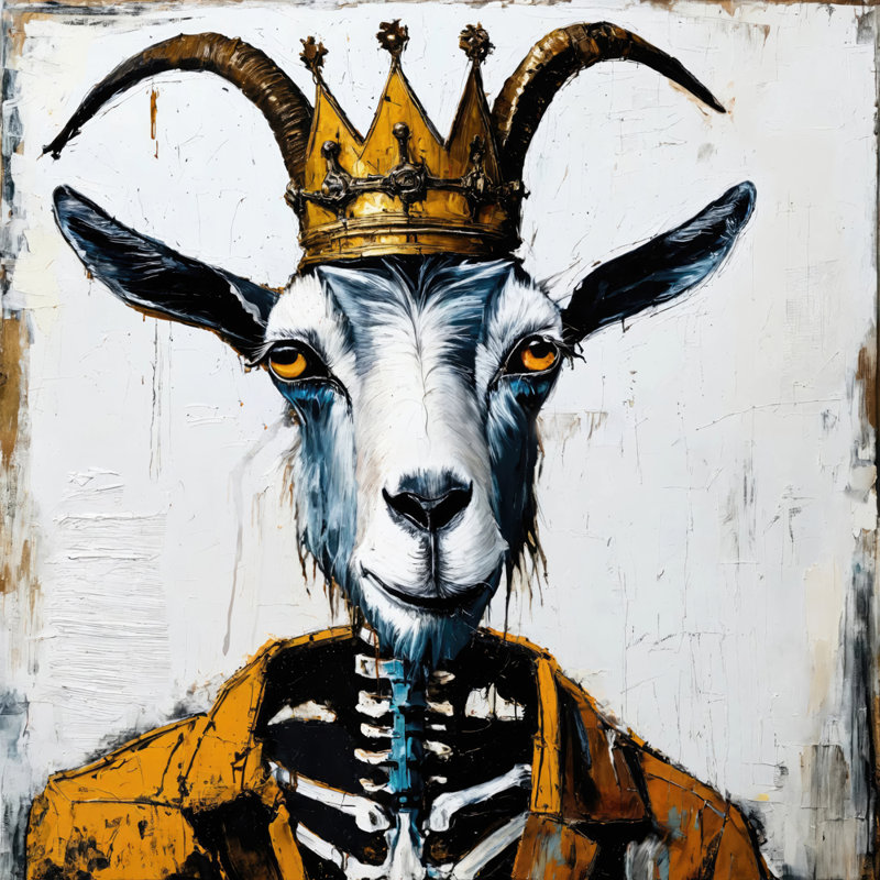 Chèvre 2-Hommage-Basquiat, estampe numérique sur toile tendue avec châssis, H 36 po x l 36 po