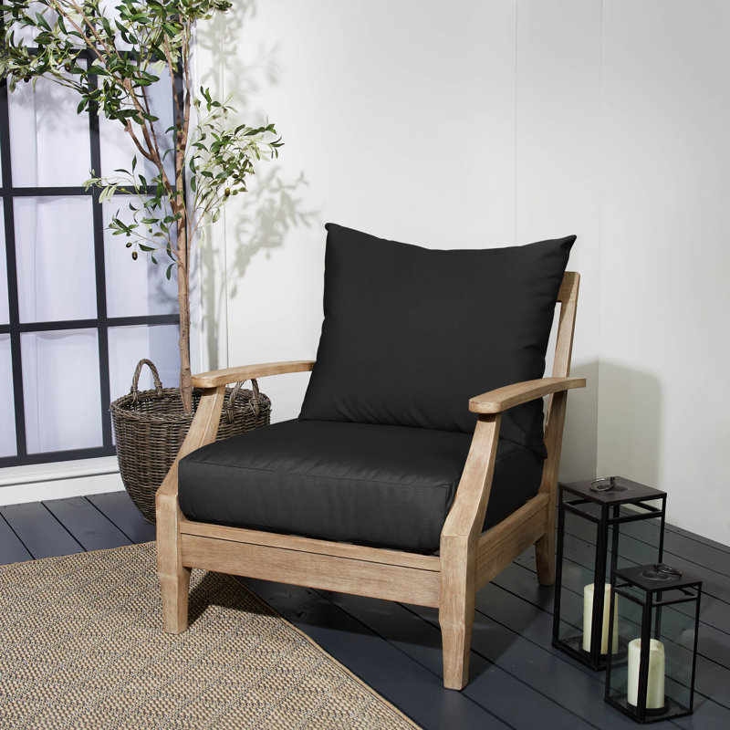 Sunbrella Outdoor 5'' Lounge Chair Seat / Back Cushion, 27" W x 30" D, Black Sunbrella®