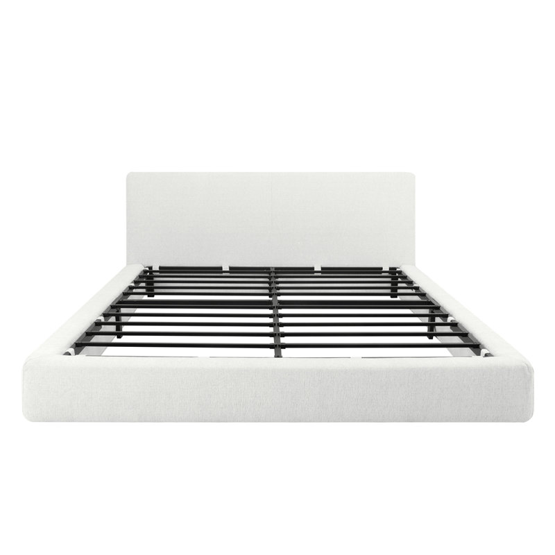 Structure de lit plateforme tapissier avec tête de lit, ensemble scellé sous vide avec lattes métalliques robustes, Queen