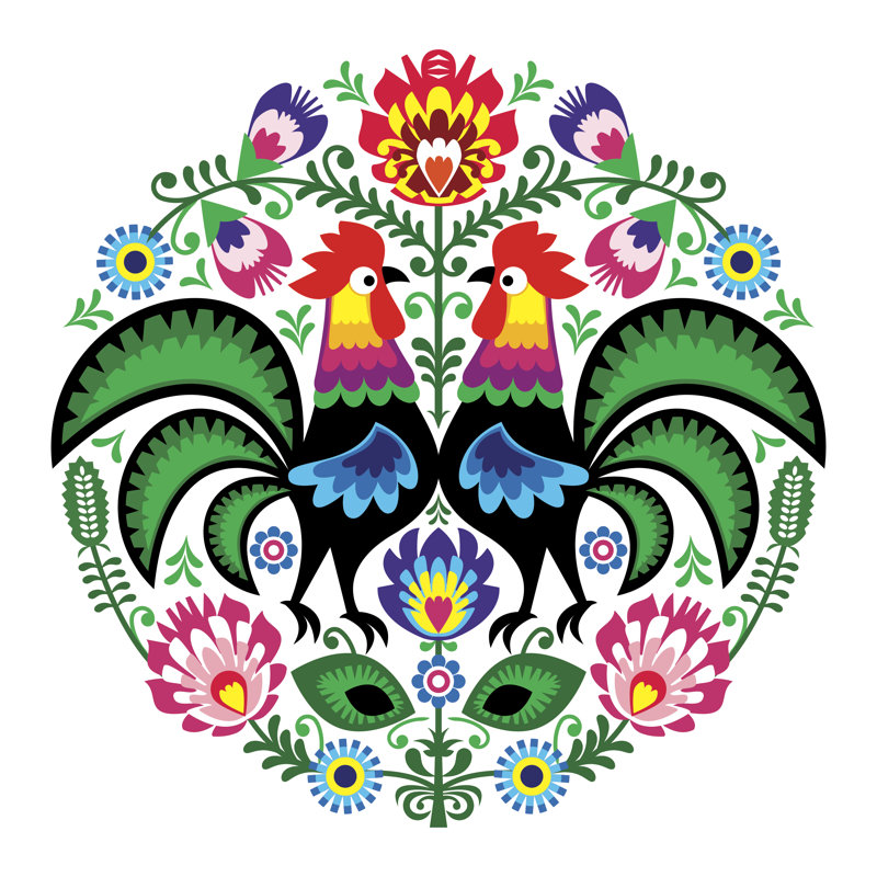 Polish Folk Art With Floral Embroidery by RedKoalaDesign - Wrapped Canvas Print, 51cm H x 51cm W x 3.8cm D