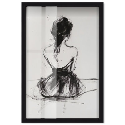 «Back View I Shadowbox Print», art mural minimaliste par Art Remedy, cadre noir, 17 x 25