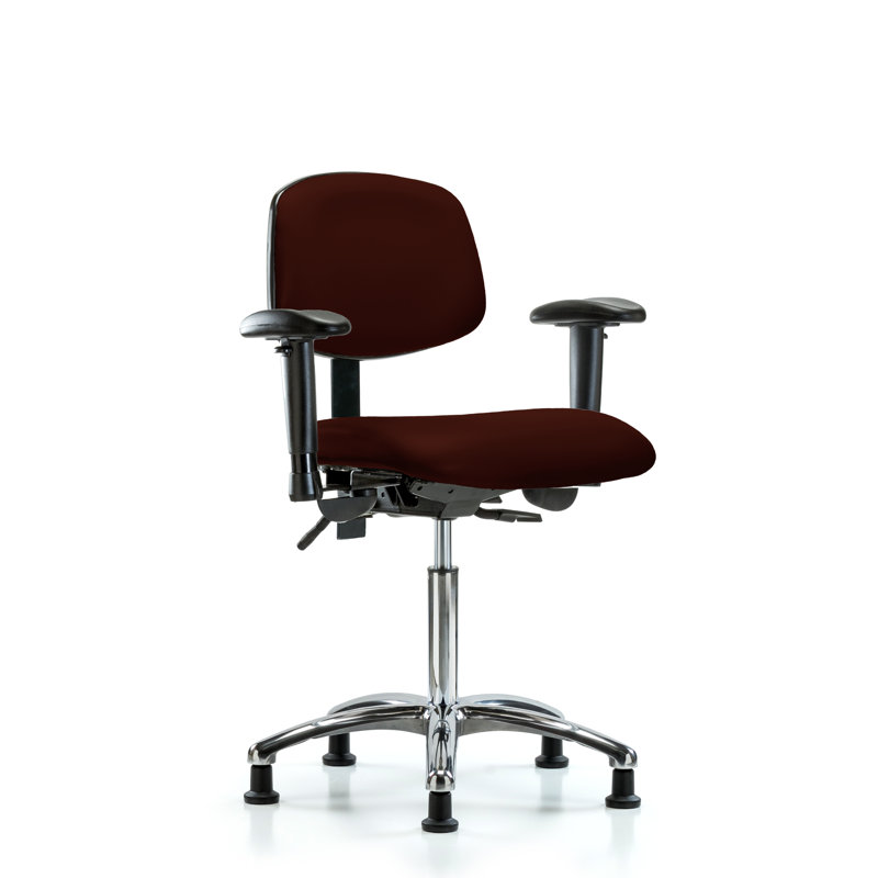 Shaylee Vinyl Task Chair, Glides, Included, Burgundy
