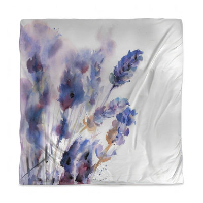 Rustic Purple Floral Duvet Cover | Watercolor Lavender Decor