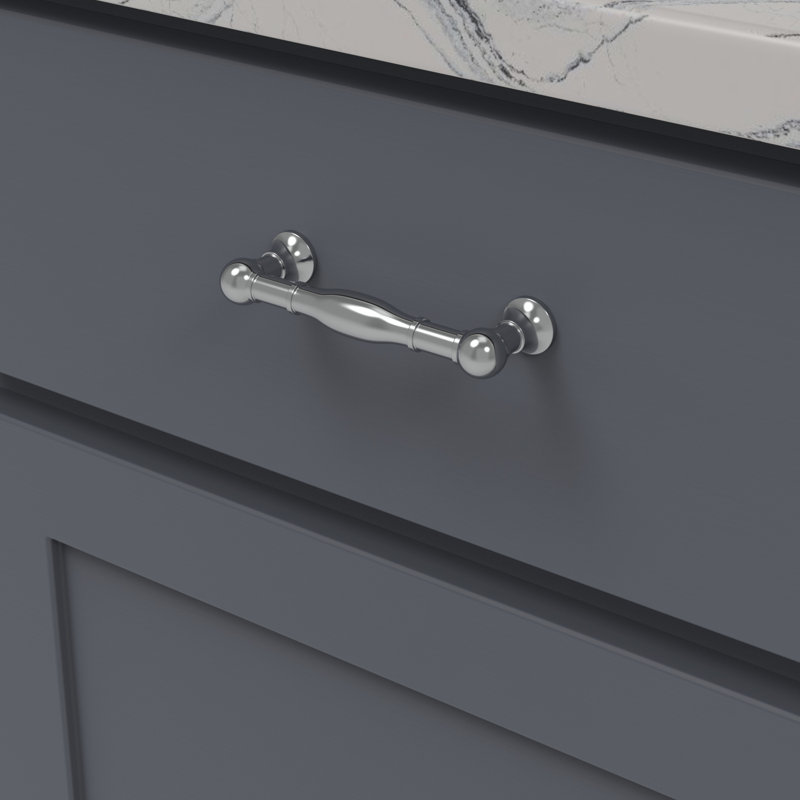 Fuller Collection Handle Pull - Traditional Hardware for Drawers & Cabinets, Chrome, 3 3/4"