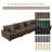 5 - Piece Upholstered Light Brown Faux Rabbit Fur Flannel Modular Sectional Sofa with Throw Pillows & Removable Ottomans-190078669