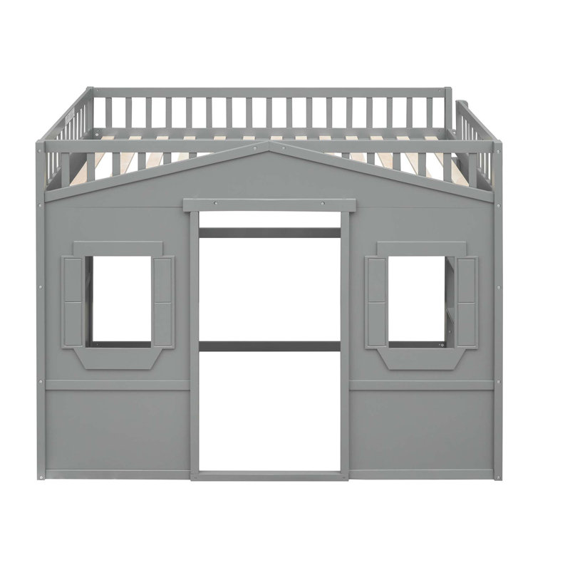 Lit mezzanine avec échelle House, Gris / blanc, Double