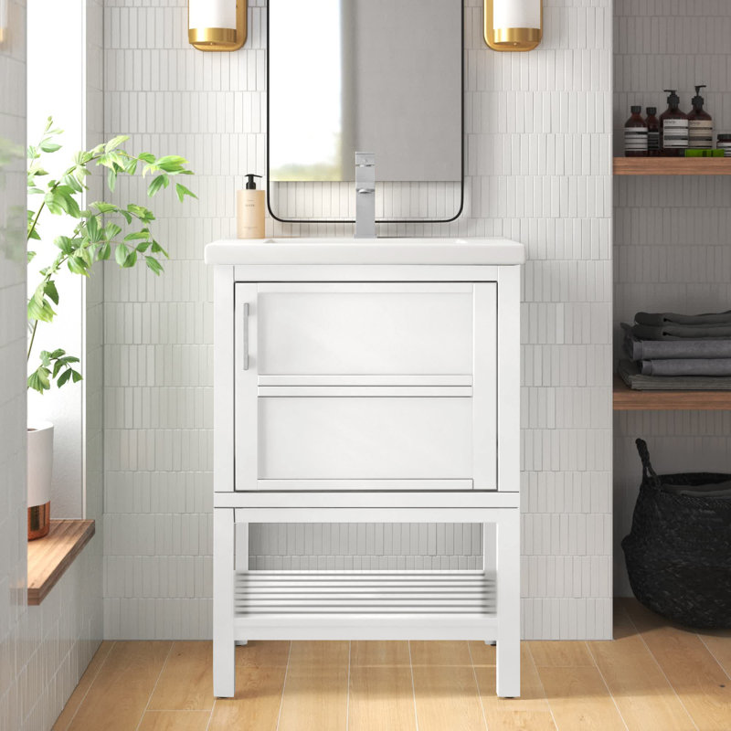 Bott 24'' Single Bathroom Vanity with Ceramic Top, White