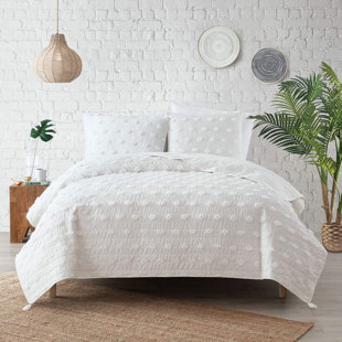Ensemble de courtepointe Mudd, 2 pièces pour lit simple, blanc